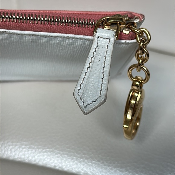 Fendi bi color crayons pocketed key coin wallet keychain in pink & white leather - Picture 6 of 13